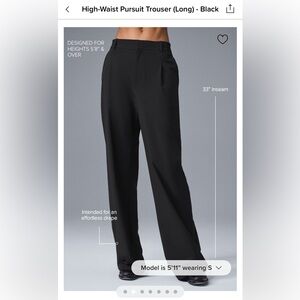 Alo yoga pursuit trousers, size xs (long), black